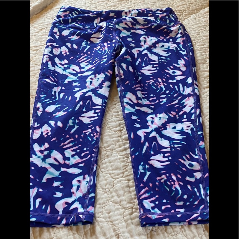 Pink and Purple Watercolor Crop Leggings